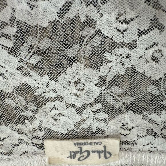 John Galt White Cream Lace Woven Top Shirt Knit Short Sheer Small S - Picture 3 of 6